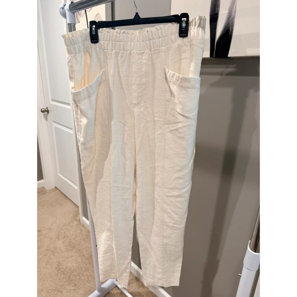 A New Day Cream Linen-Blend High-Rise Jogger Pants - Size XL